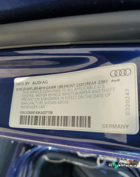 2019 Audi A4 Premium z USA, uszkodzony, nr VIN WAUGMAF40KA037109